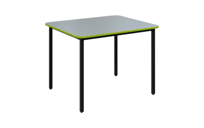 JSBR 90N Jídelní stůl 900 x 900 mm, deska šedá s hranou jarní zeleň / podnož černá